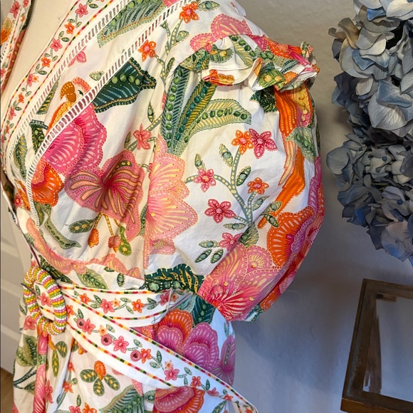 Farm Rio Romper with a detachable beaded belt sz xL - Picture 4 of 5